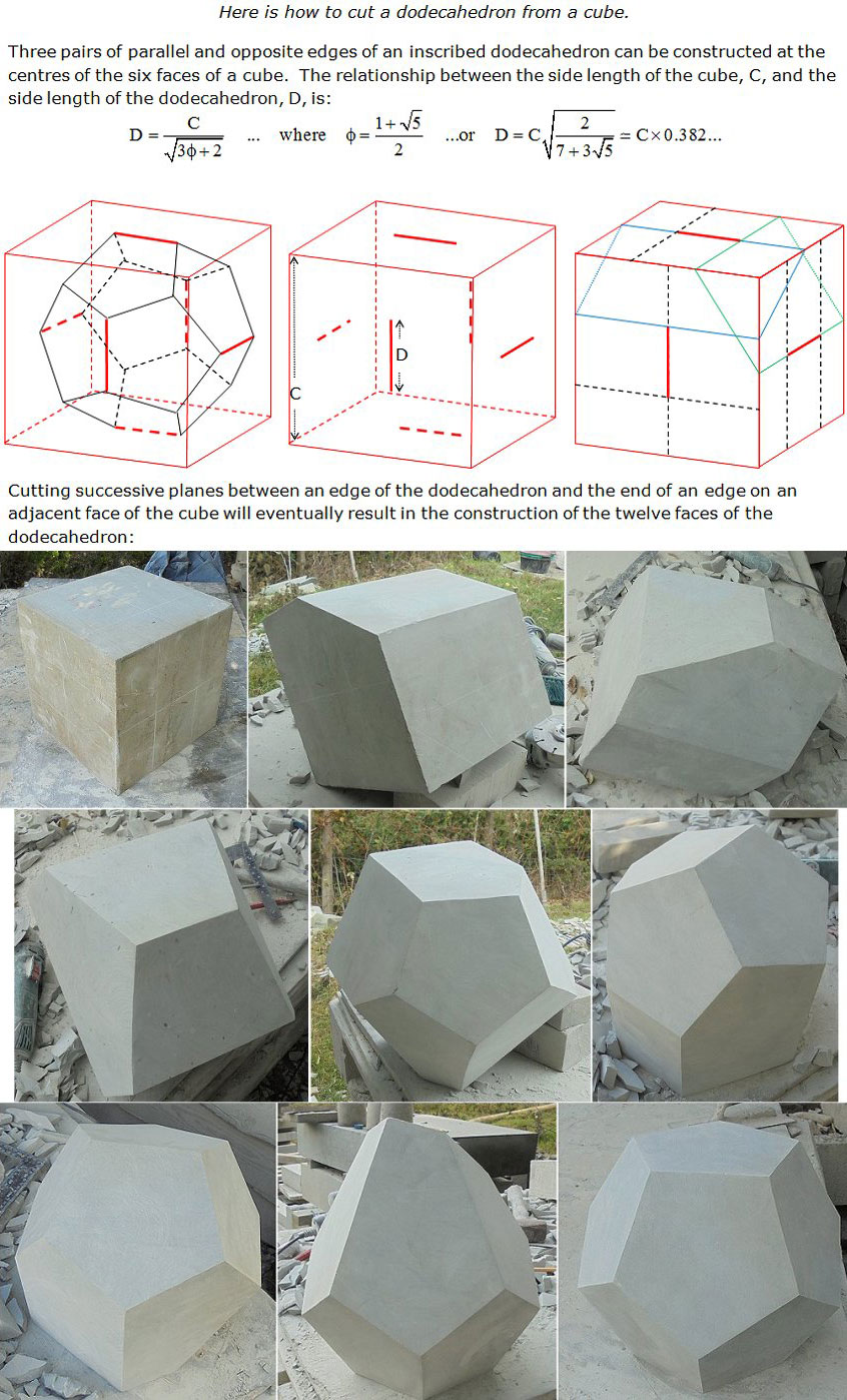 Geometric stone sculpture Dodecahedron 2
