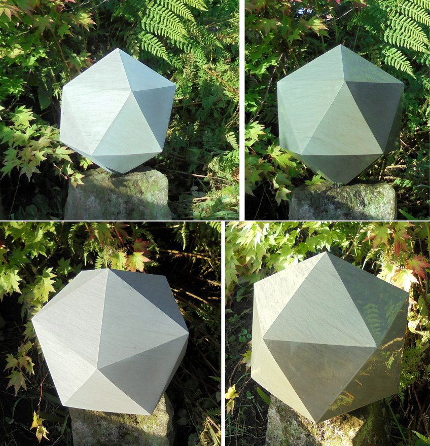 Geometric stone sculpture Icosahedron