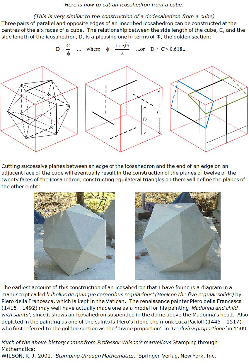 Geometric stone sculpture Icosahedron