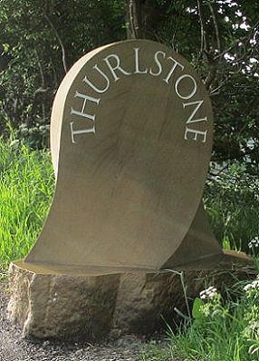 Geometric stone sculpture village waymarker stone - 3