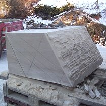 Geometric stone sculpture village waymarker stone - 2