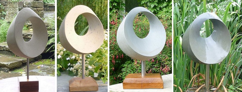 Geometric stone sculpture Trinity Series