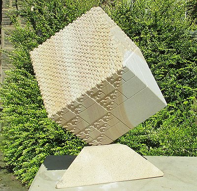 Fractal cube engraved sandstone