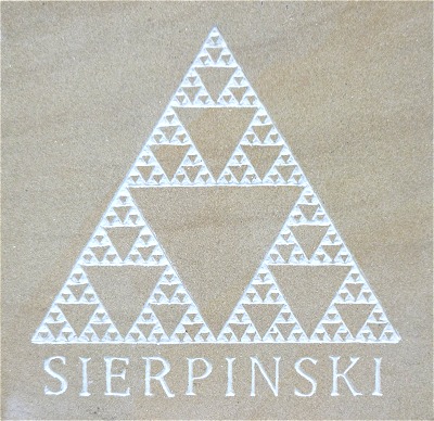 Sierpinskis gasket engraved sandstone