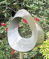 Geometric stone sculpture Möbius Blue Egg Garden Up Sheffield