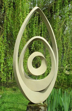 Geometric stone sculpture Möbius Triple Egg Garden Up Sheffield